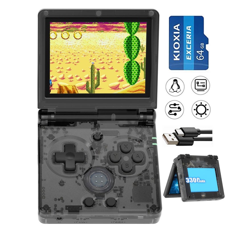 Aivuidbs RG35XXSP Flip Portable Retro Handheld Game Console,RG 35XXSP 3.5 Inch IPS Screen Linux System with 64G TF Card Pre-Installed 5532 Games,Clamshell Games Supports 5G WiFi Bluetooth HDMI xxsp - Image 1